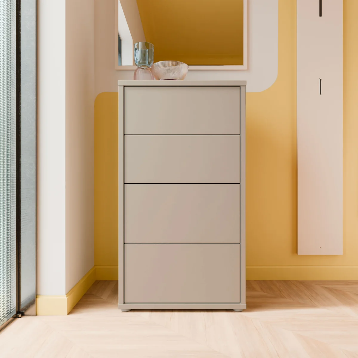 Alice Springs Tall 4 Drawer Chest with Push-Open Drawers in Light Grey - Light Grey – image 26