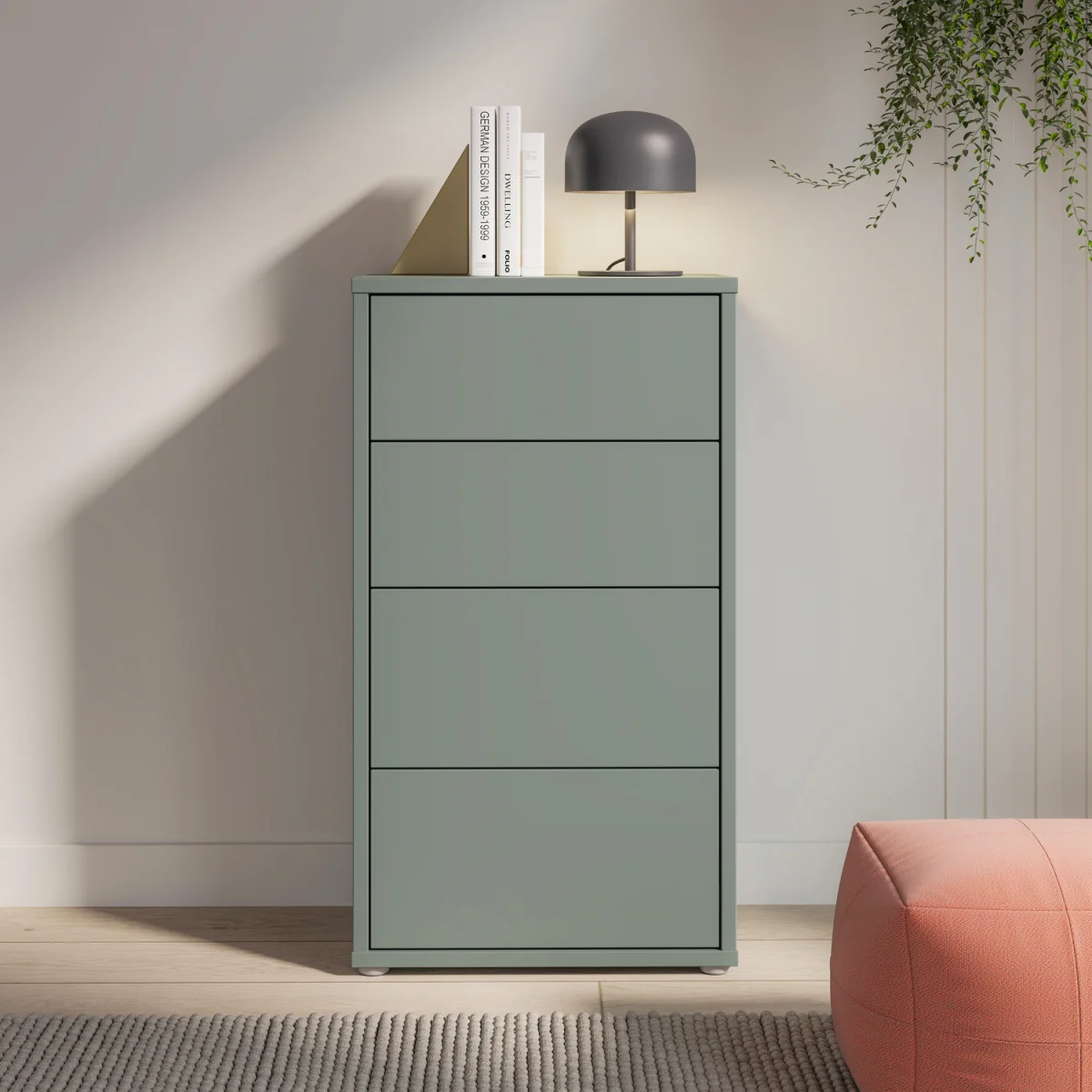 Alice Springs Tall 4 Drawer Chest with Push-Open Drawers in Light Grey - Light Grey – image 34