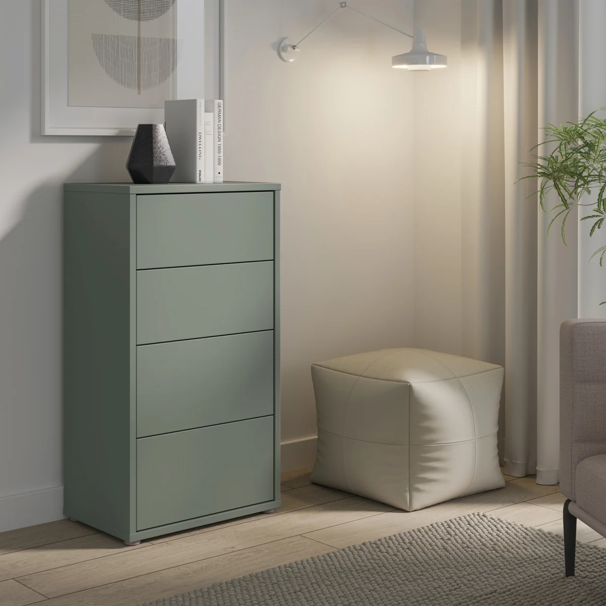 Alice Springs Tall 4 Drawer Chest with Push-Open Drawers in Light Grey - Light Grey – image 40