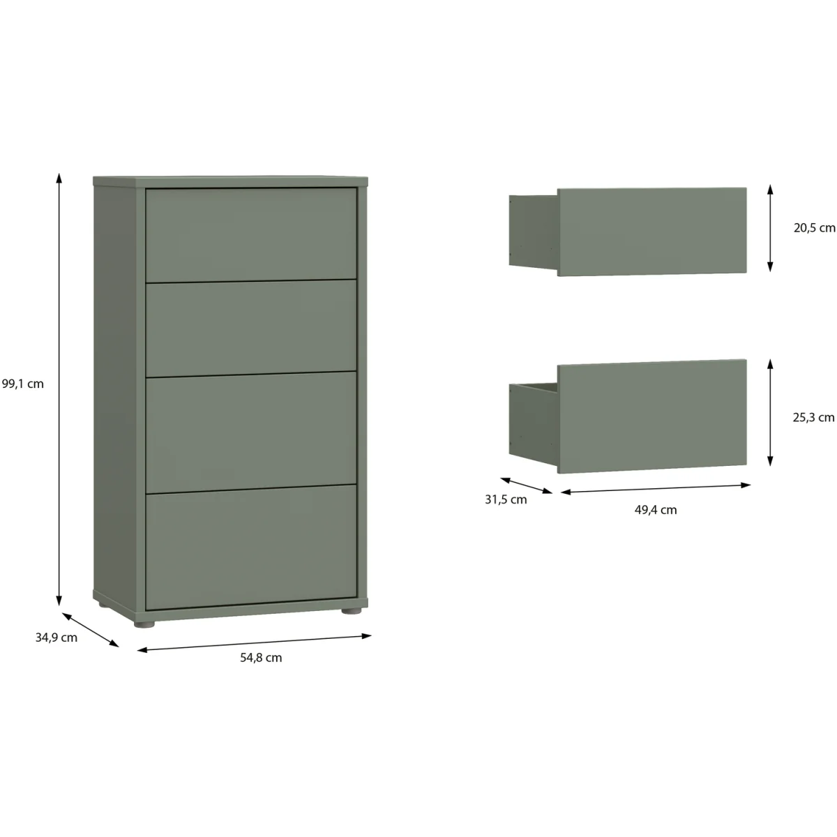 Alice Springs Tall 4 Drawer Chest with Push-Open Drawers in Light Grey - Light Grey – image 41