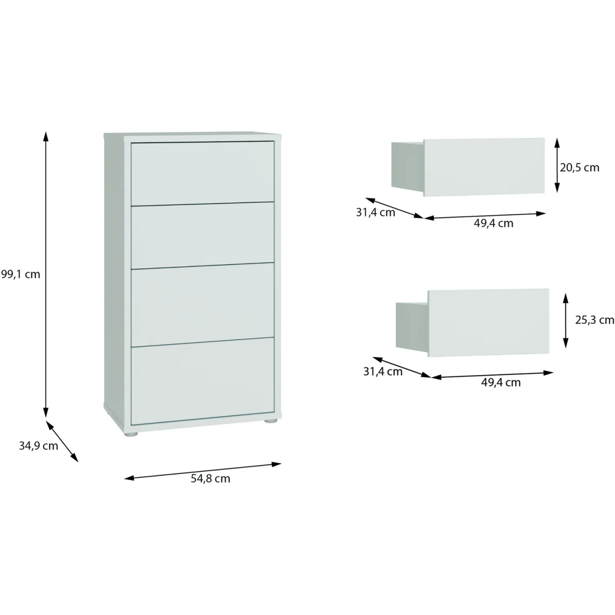 Alice Springs Tall 4 Drawer Chest with Push-Open Drawers in Light Grey - Light Grey – image 6
