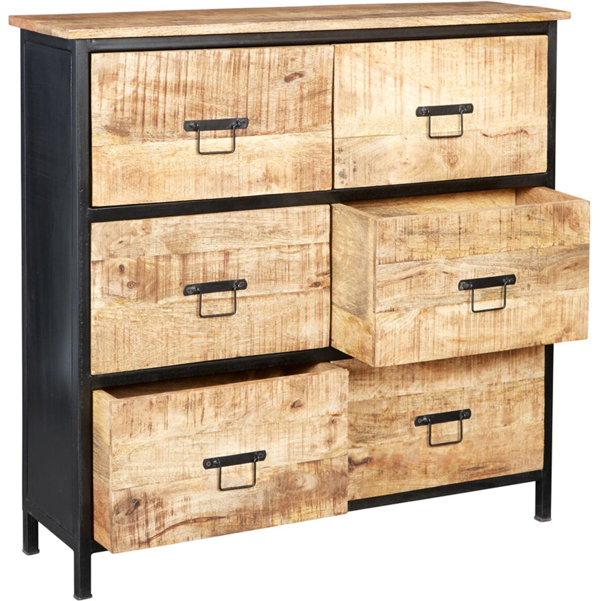 Upcycled Industrial Metal and wood 6 Drawer Chest - Light Wood Tone – image 3