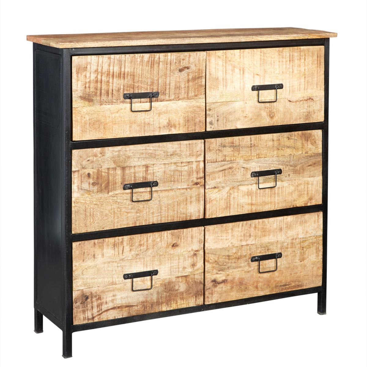 Upcycled Industrial Metal and wood 6 Drawer Chest - Light Wood Tone – image 5