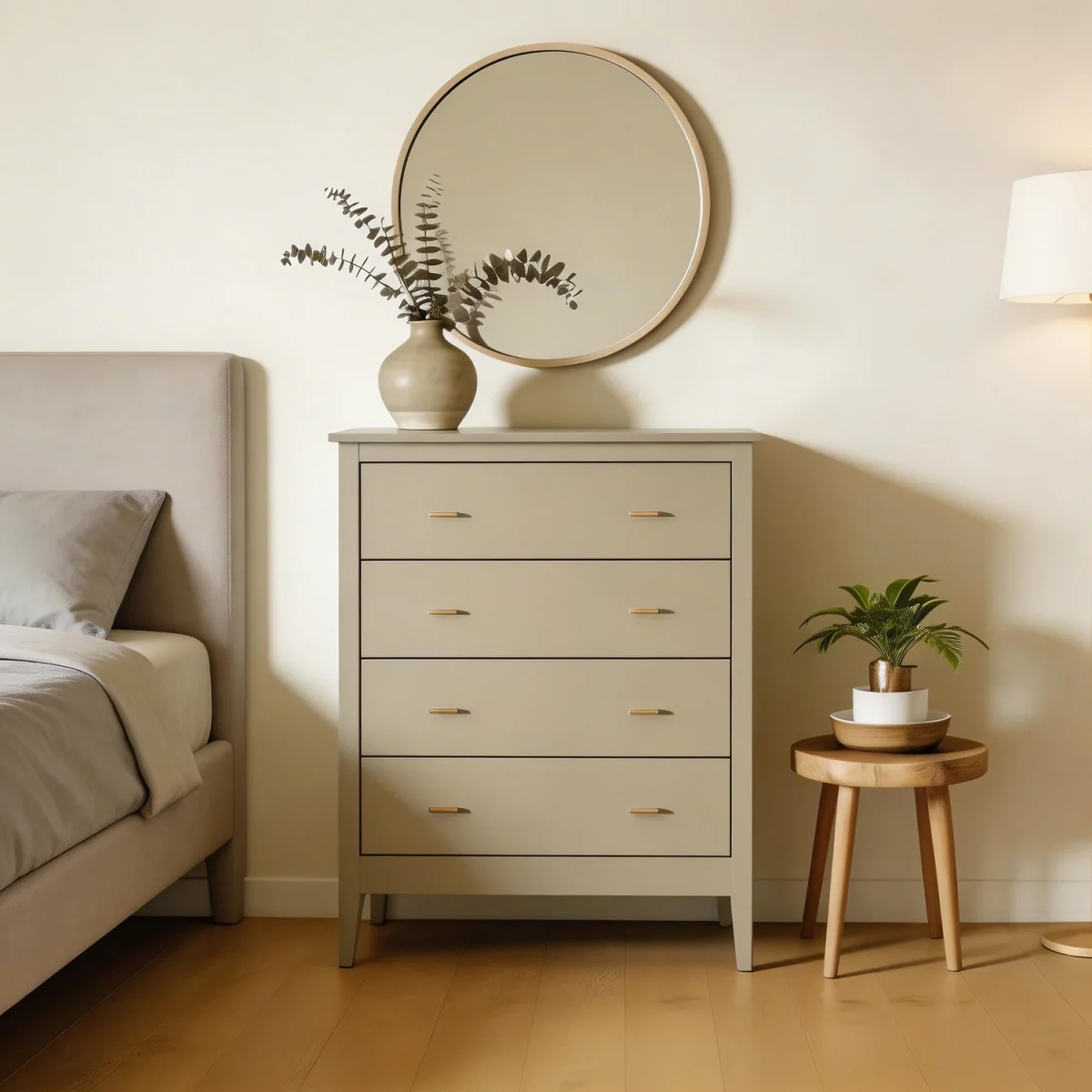 Grace 4 Drawer Chest with Gold Bar Handles in Greige - Greige – image 3