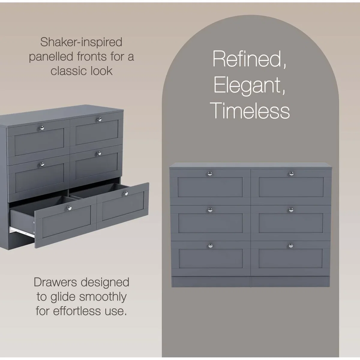 Vida Designs Altino 6 Drawer Chest, Grey - Grey – image 2