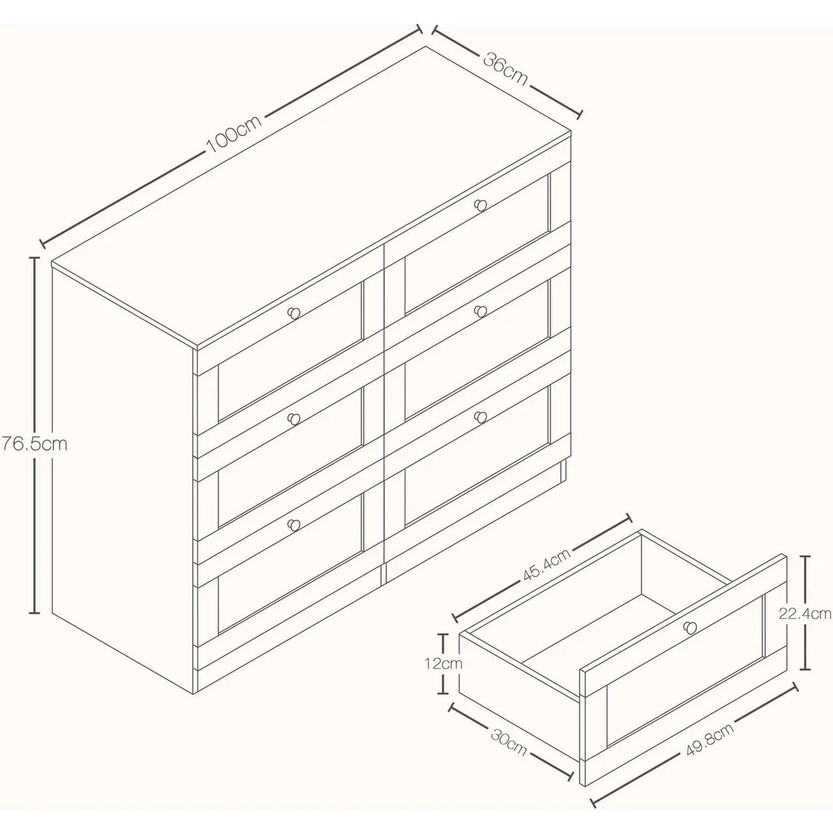 Vida Designs Altino 6 Drawer Chest, Grey - Grey – image 20