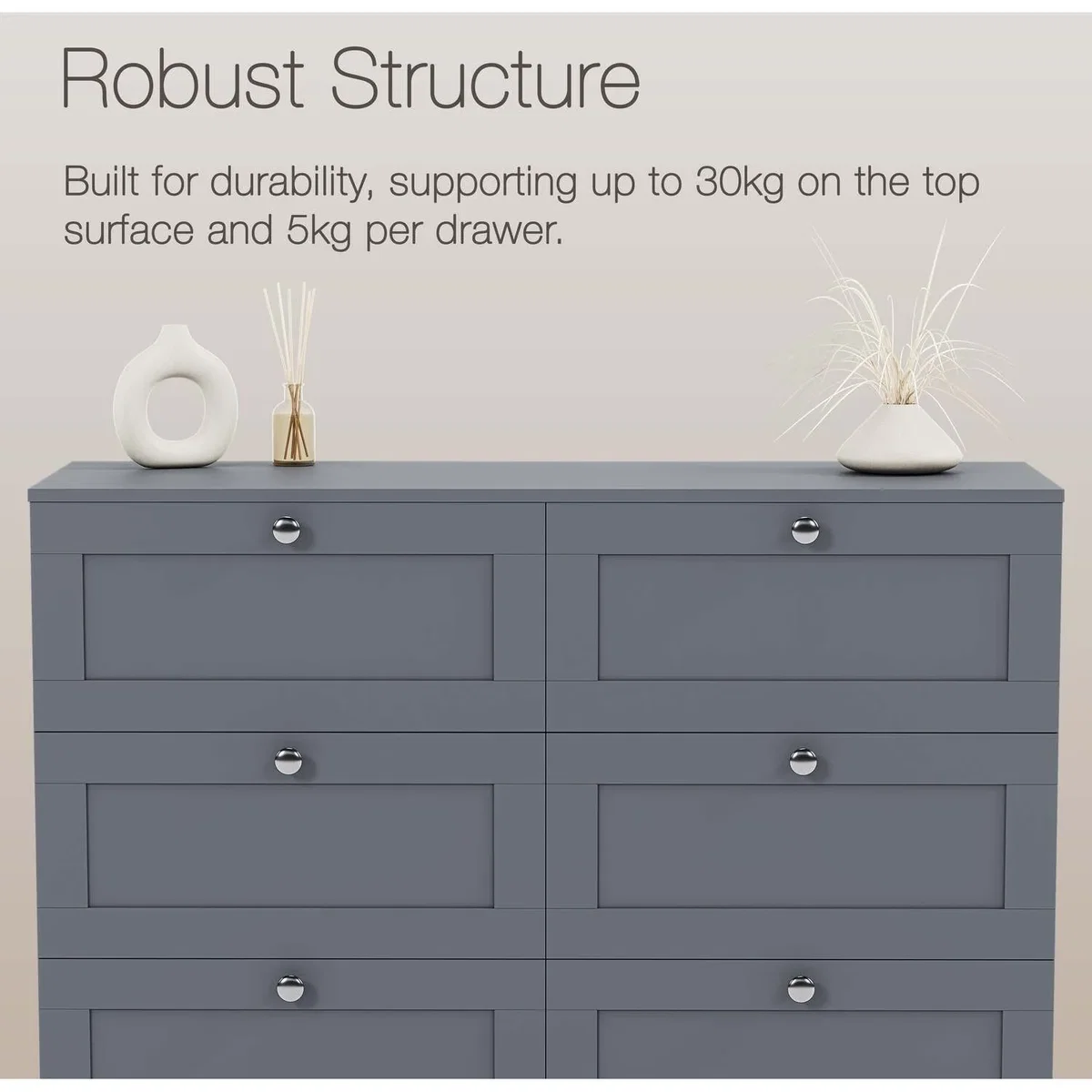 Vida Designs Altino 6 Drawer Chest, Grey - Grey – image 5
