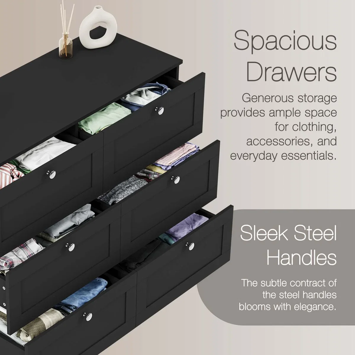 Vida Designs Altino 6 Drawer Chest, Grey - Grey – image 9