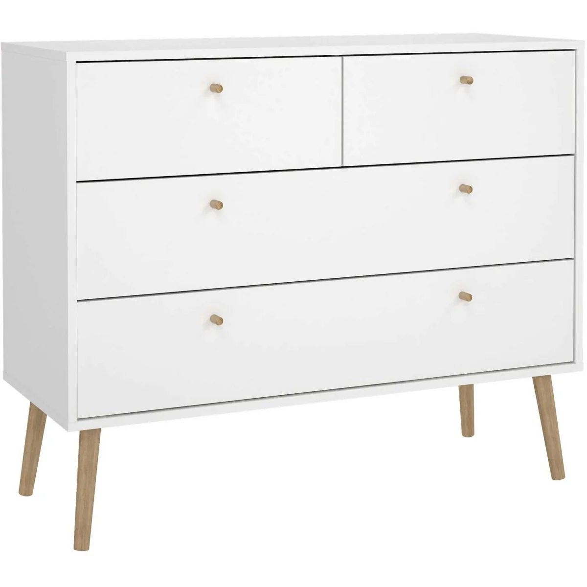Quietbloom White 4-Drawer Chest with Oak Legs - White – image 3