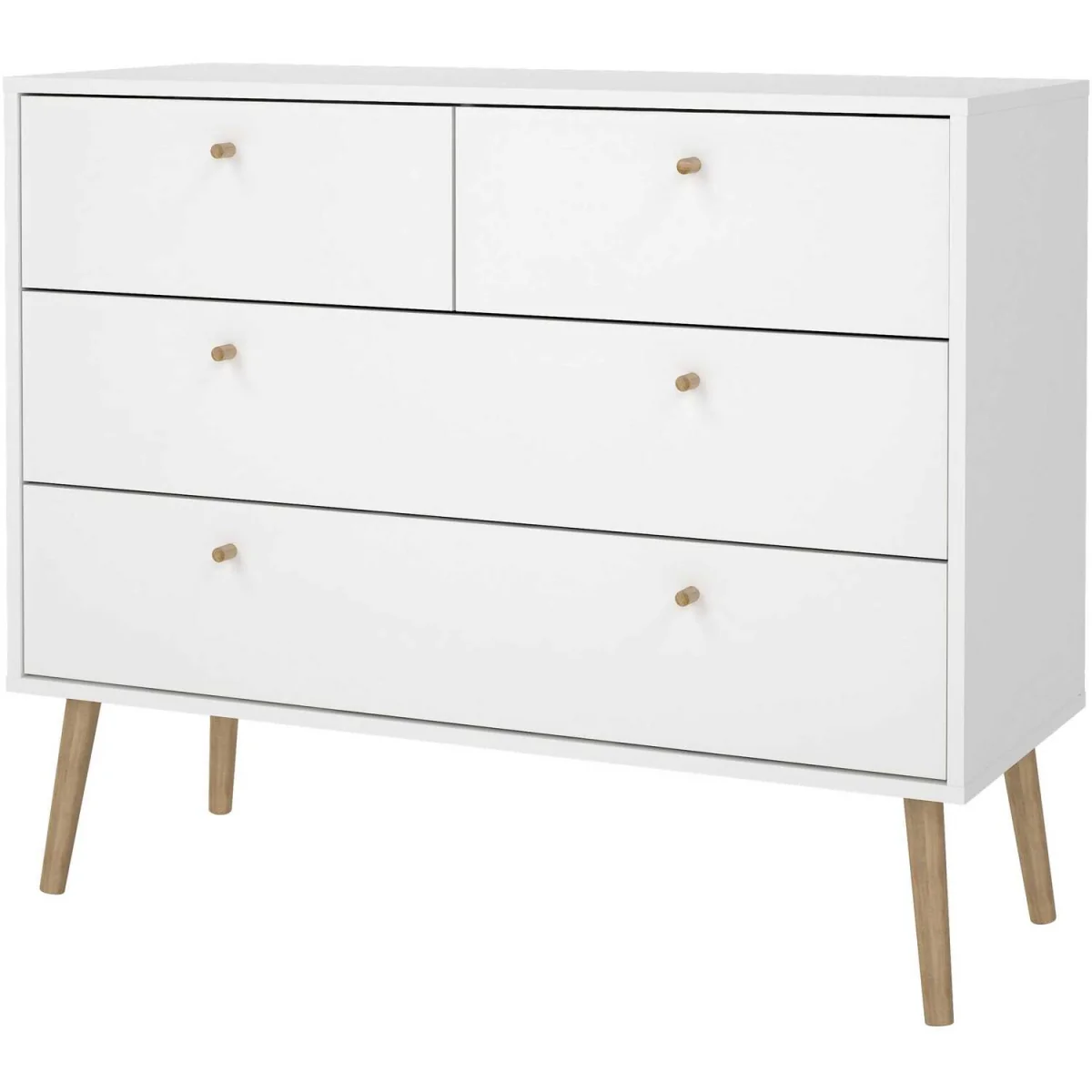 Quietbloom White 4-Drawer Chest with Oak Legs - White – image 4
