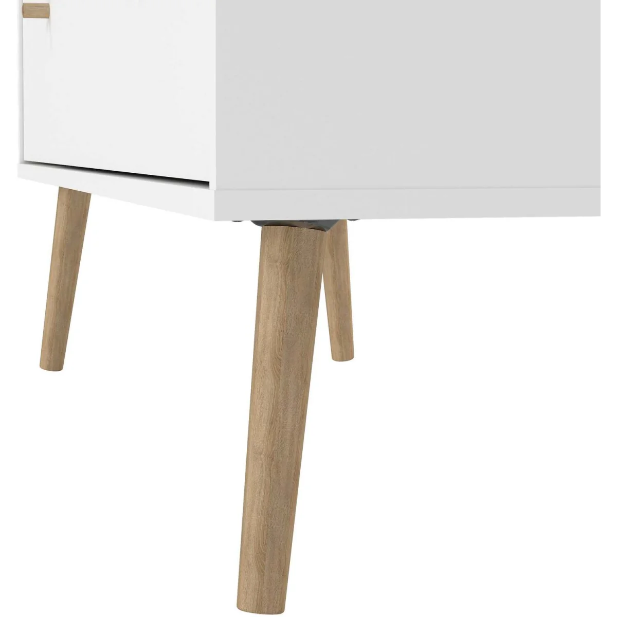 Quietbloom White 4-Drawer Chest with Oak Legs - White – image 8