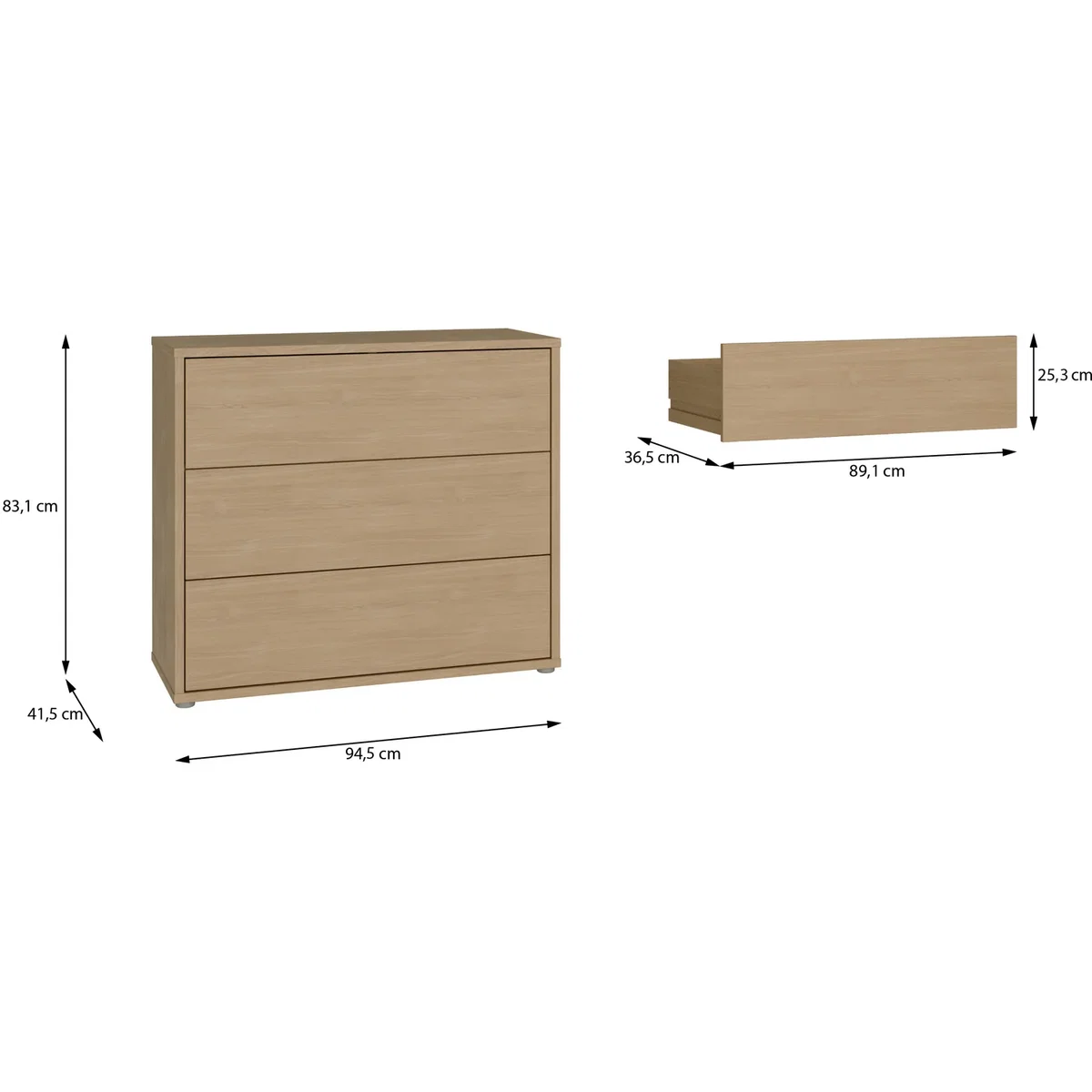 Alice Springs 3 Drawer Chest with Push-Open Drawers in Butter Yellow - Butter Yellow – image 27