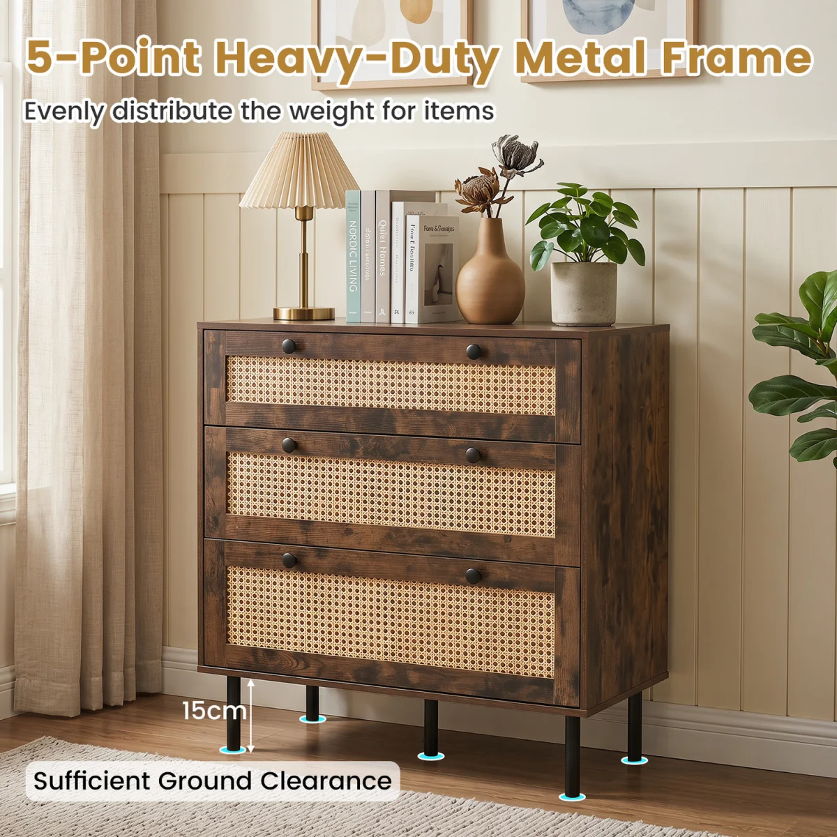 Boho Rattan Modern Chest of Drawers – image 2