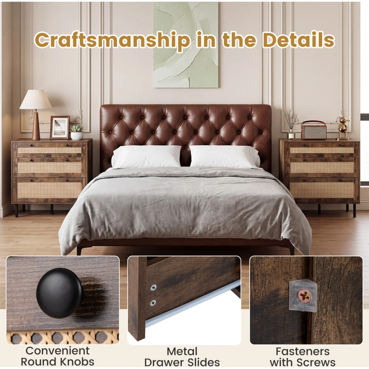 Boho Rattan Modern Chest of Drawers – image 7