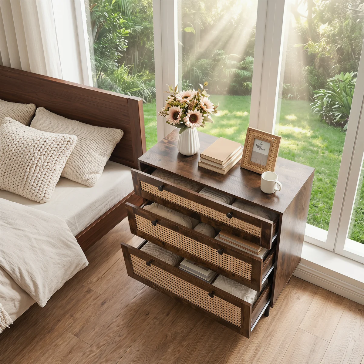 Boho Rattan Modern Chest of Drawers – image 8