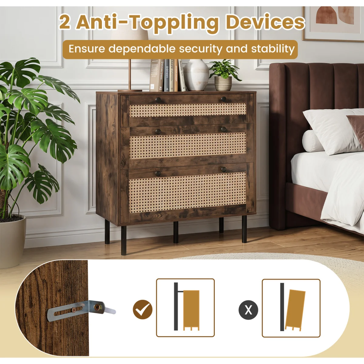 Boho Rattan Modern Chest of Drawers – image 9