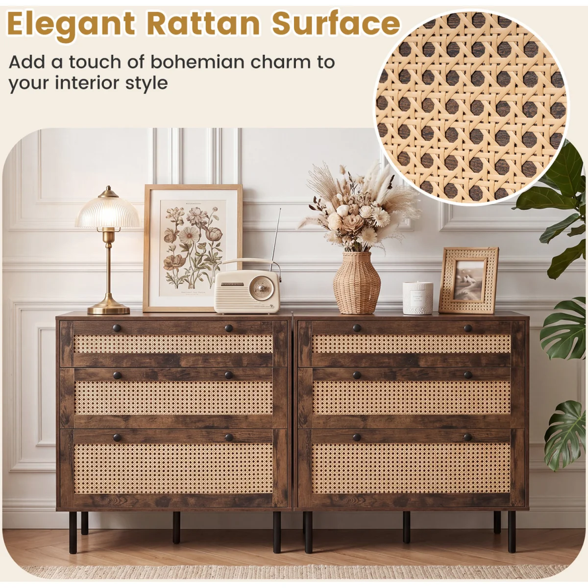 Boho Rattan Modern Chest of Drawers – image 10