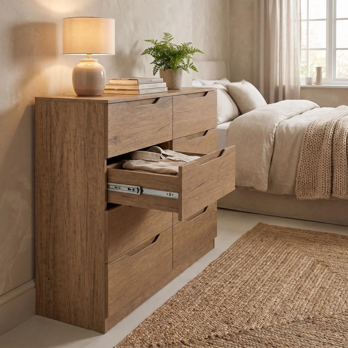 FWStyle Luno Oak 8 Drawer Chest of Drawers Extra Deep - Oak – image 2