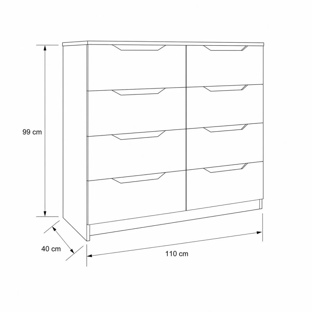 FWStyle Luno Oak 8 Drawer Chest of Drawers Extra Deep - Oak – image 5