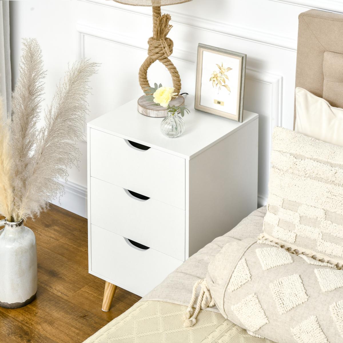 Chest of Drawers, 3 Drawer Dresser Storage Unit for Bedroom - White – image 3