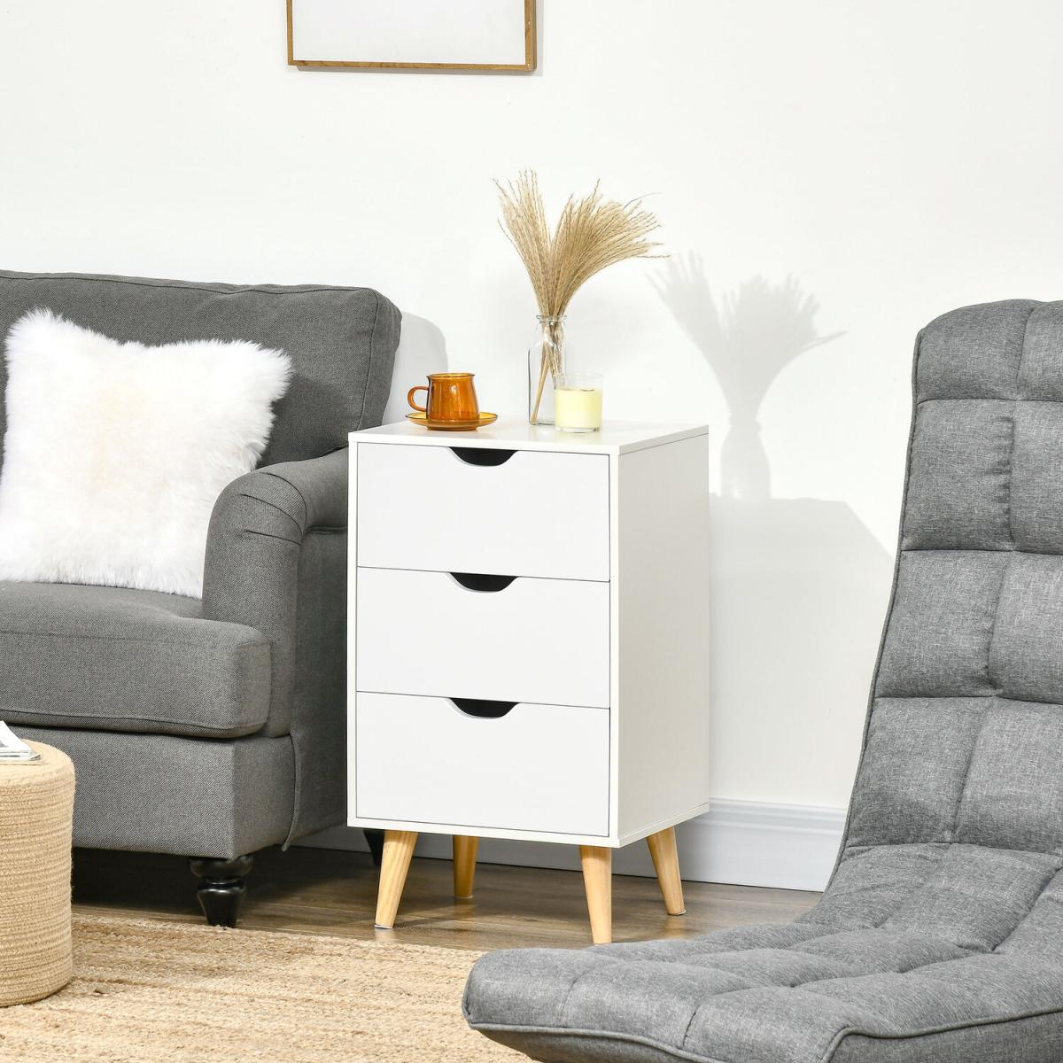 Chest of Drawers, 3 Drawer Dresser Storage Unit for Bedroom - White – image 5