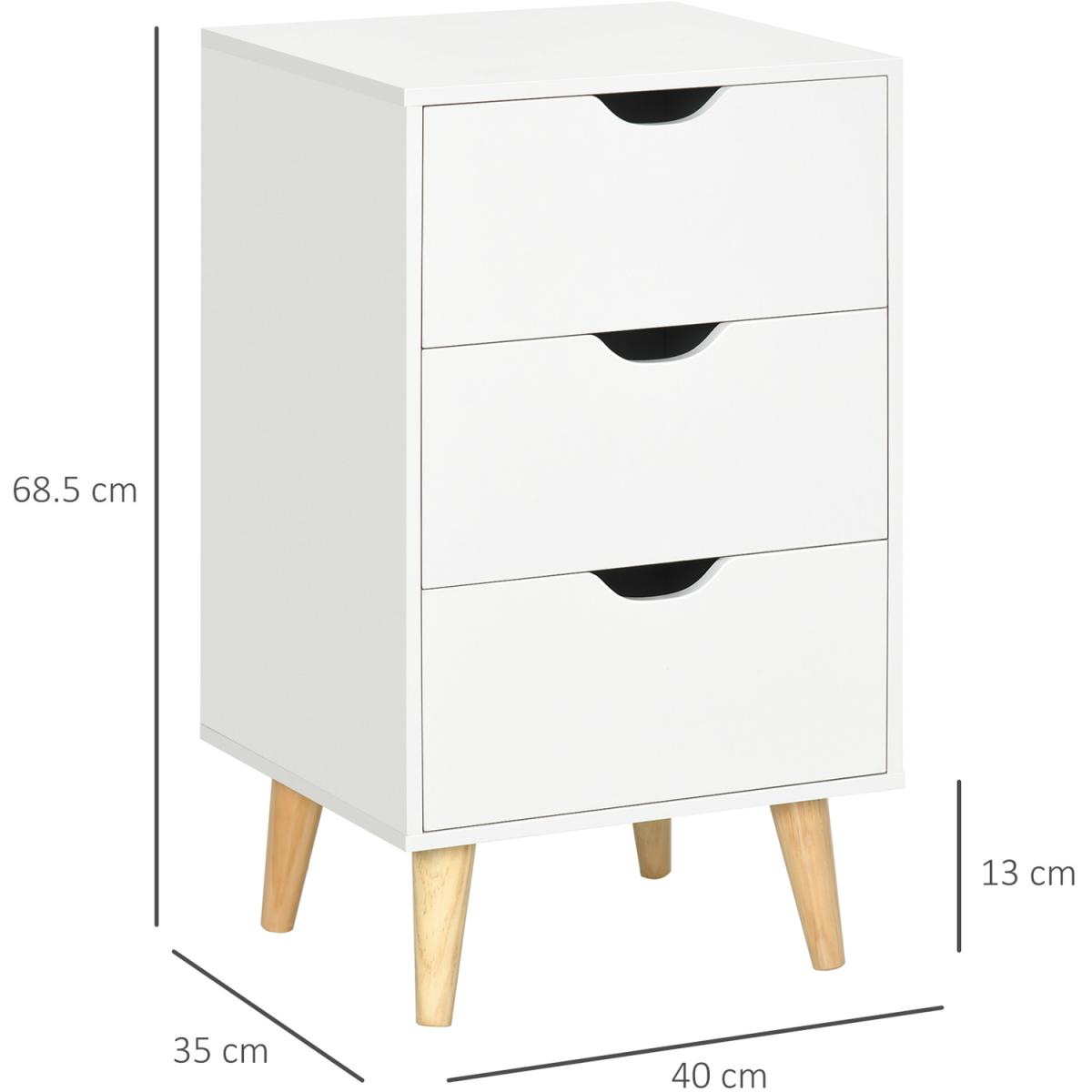 Chest of Drawers, 3 Drawer Dresser Storage Unit for Bedroom - White – image 6