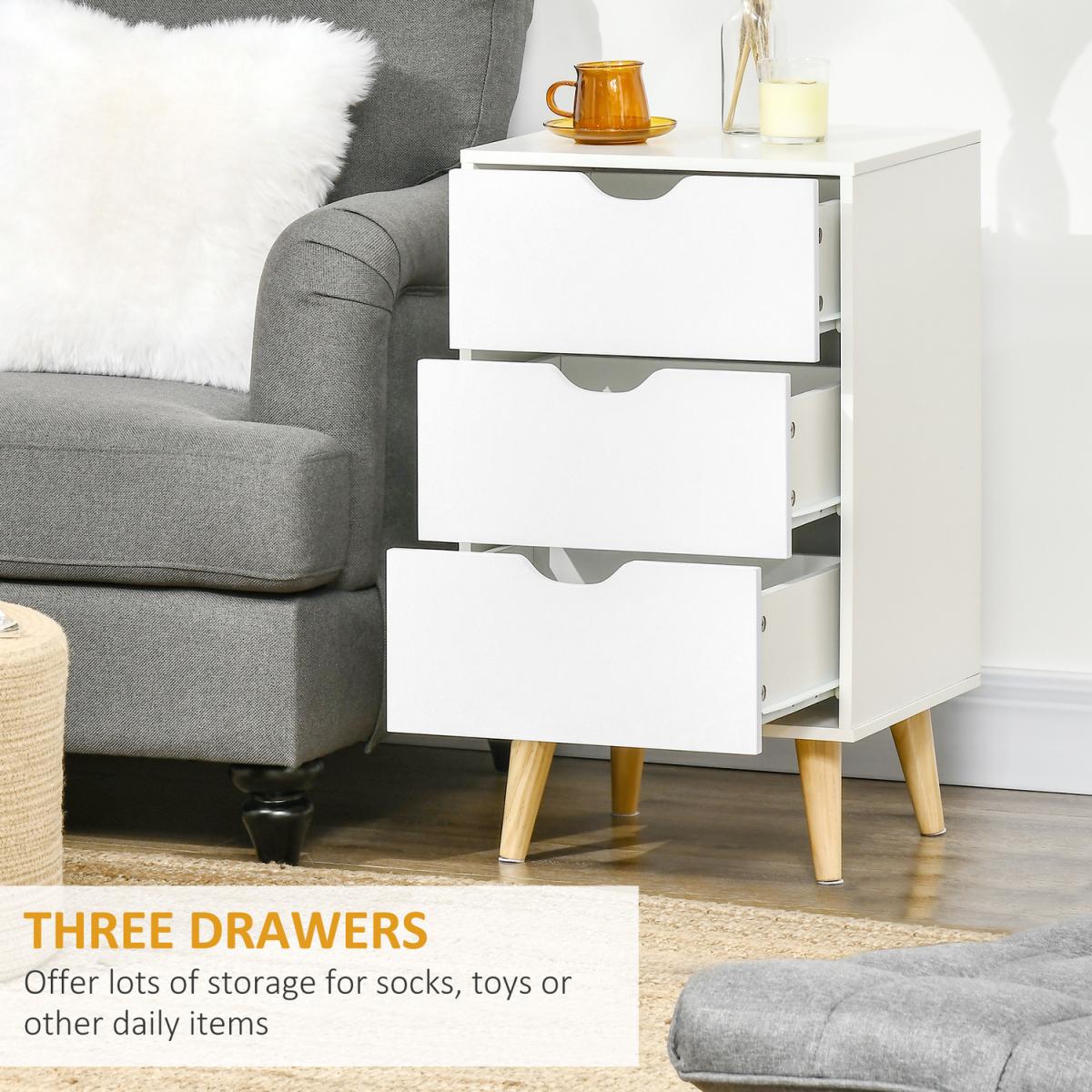 Chest of Drawers, 3 Drawer Dresser Storage Unit for Bedroom - White – image 8