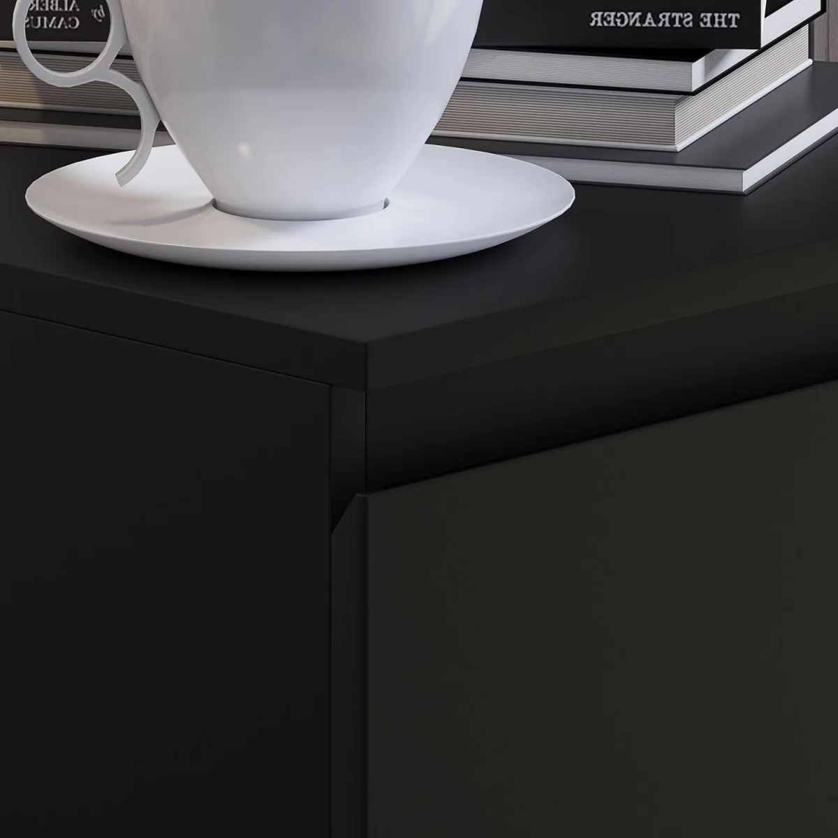 FWStyle Matt Black 4 Drawer Chest of Drawers No Handle Central Runners - Black – image 3