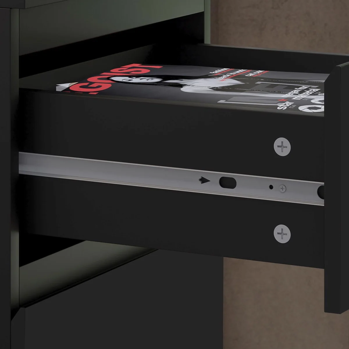 FWStyle Matt Black 4 Drawer Chest of Drawers No Handle Central Runners - Black – image 5