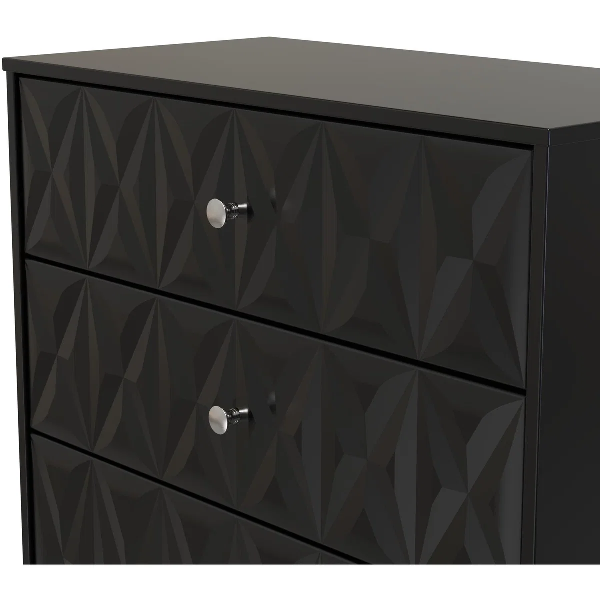 San Jose Ready Assembled 3 Drawer Deep Chest - Deep Black & Black Matt