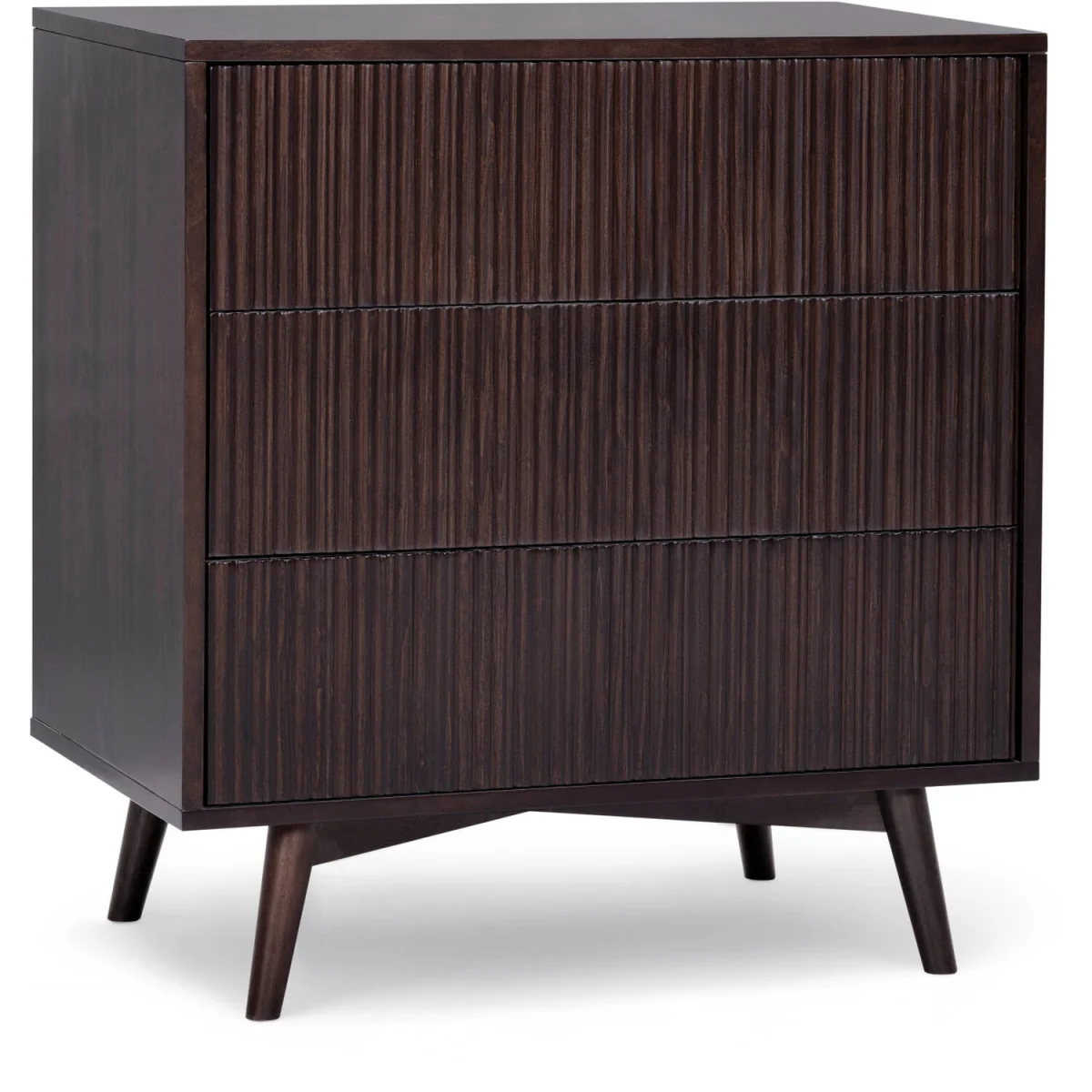 Tremolo 3-Drawer Chest of Drawers with Fluted Fronts, Black - Black – image 2