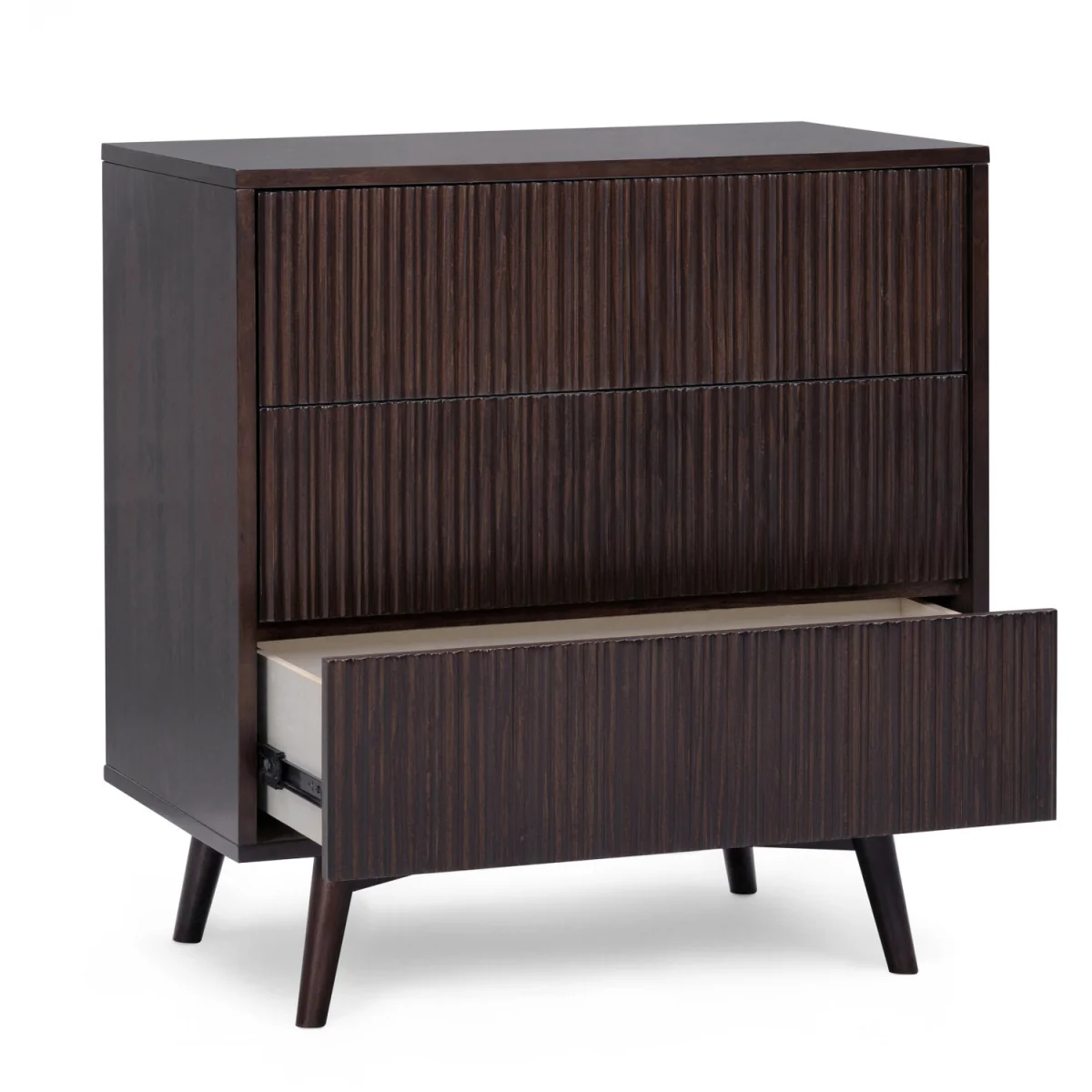 Tremolo 3-Drawer Chest of Drawers with Fluted Fronts, Black - Black – image 7