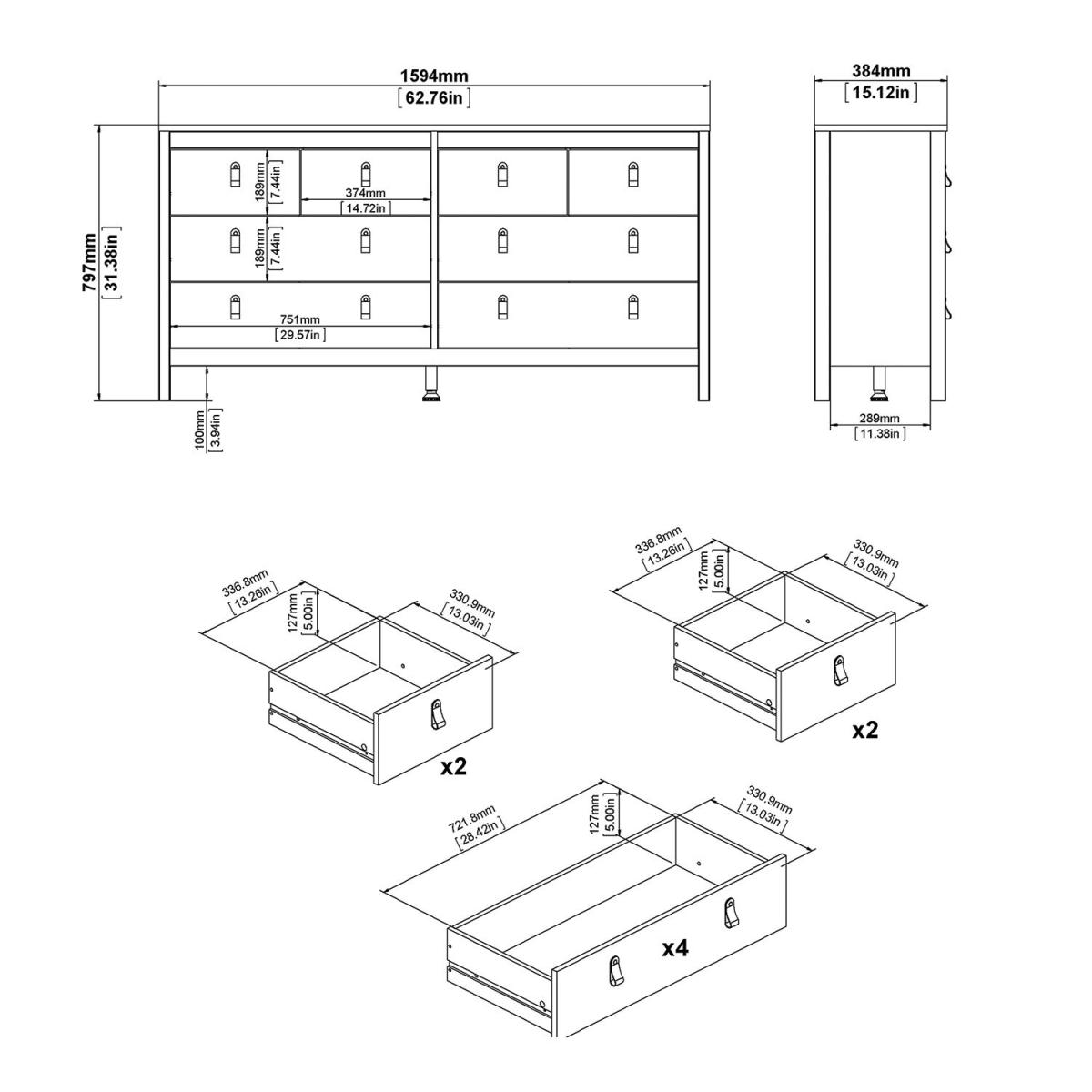 Madrid 8-Drawer Double Dresser - Black – image 8