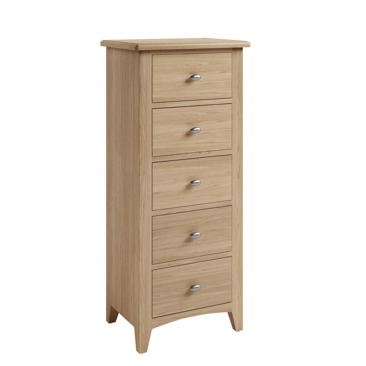 Ashford 5 Drawer Narrow Chest - Light Oak – image 2