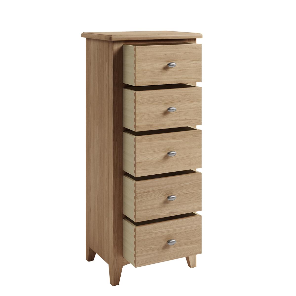 Ashford 5 Drawer Narrow Chest - Light Oak – image 3
