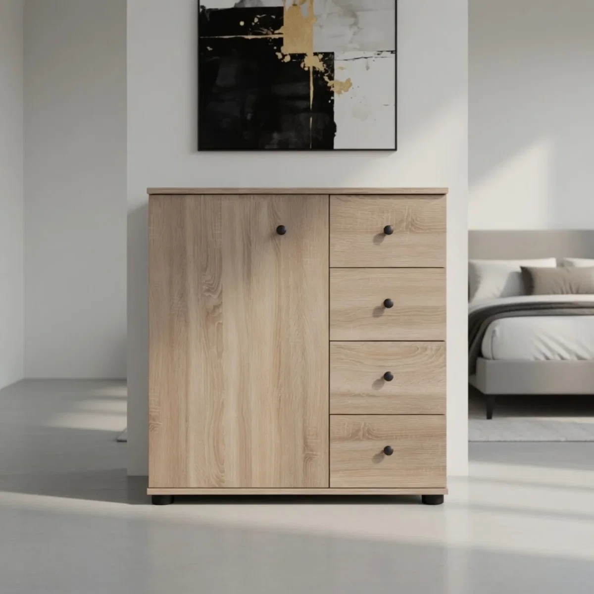 Cotswold Oak Combi Chest of Drawers with 1 Door - Oak – image 2