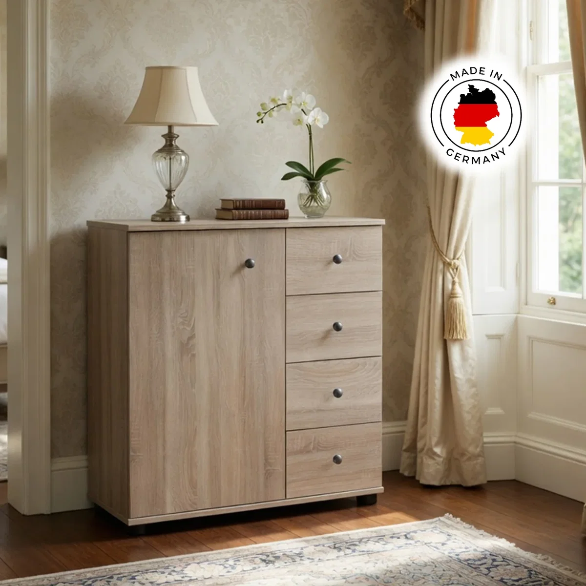 Cotswold Oak Combi Chest of Drawers with 1 Door - Oak – image 4