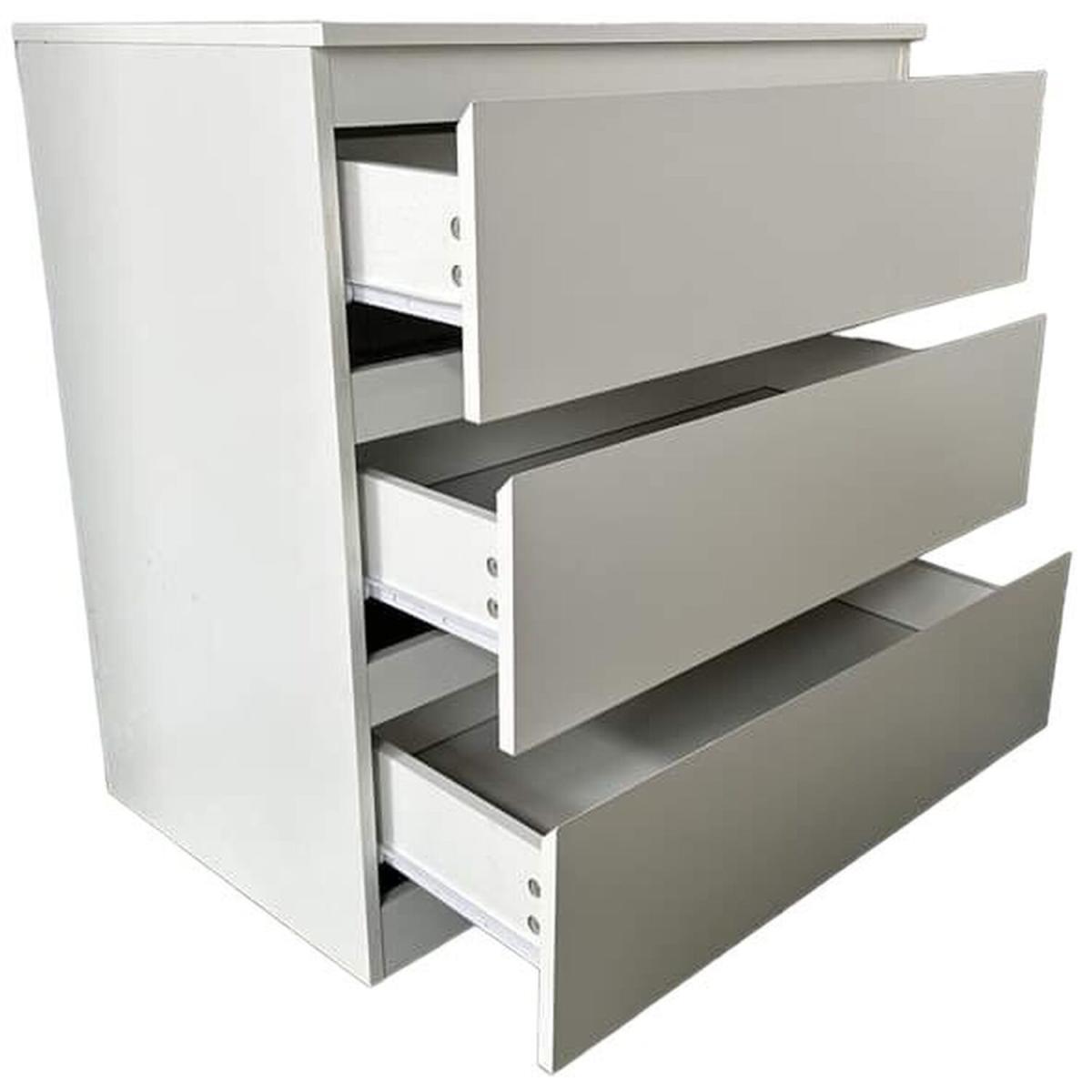 3 Drawer Wide Chest of Drawers - White – image 2