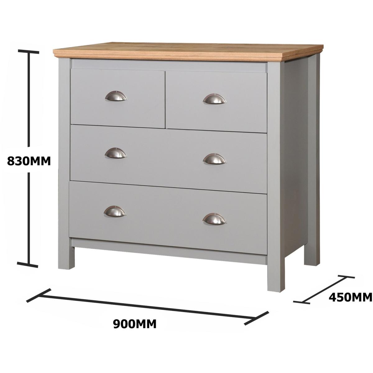 Eaton Grey 2 Piece Bedroom Furniture Set Wardrobe 4 Drawer Chest - Light Grey – image 3