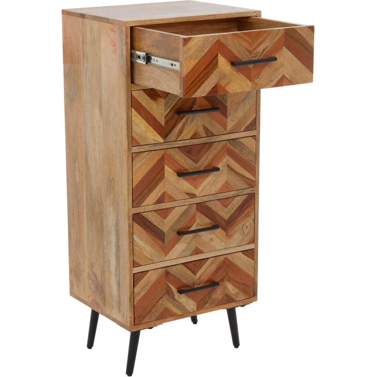 Boho Five Drawer Mango Wood Chest - Natural – image 2
