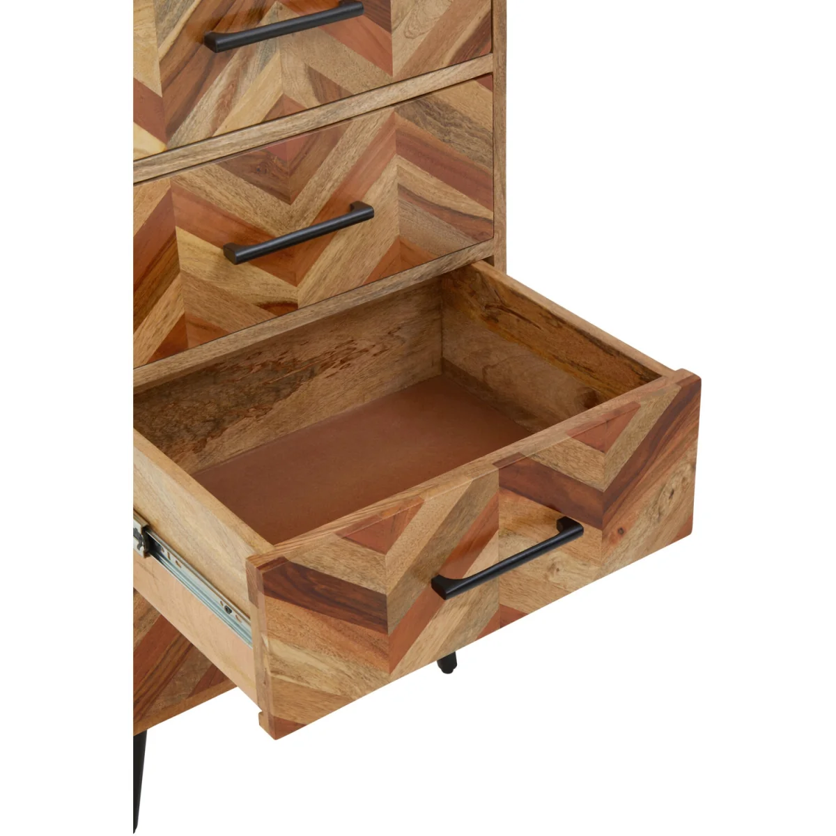 Boho Five Drawer Mango Wood Chest - Natural – image 4