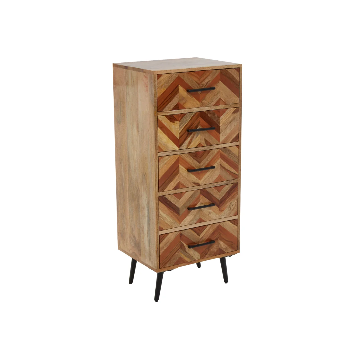 Boho Five Drawer Mango Wood Chest - Natural – image 1