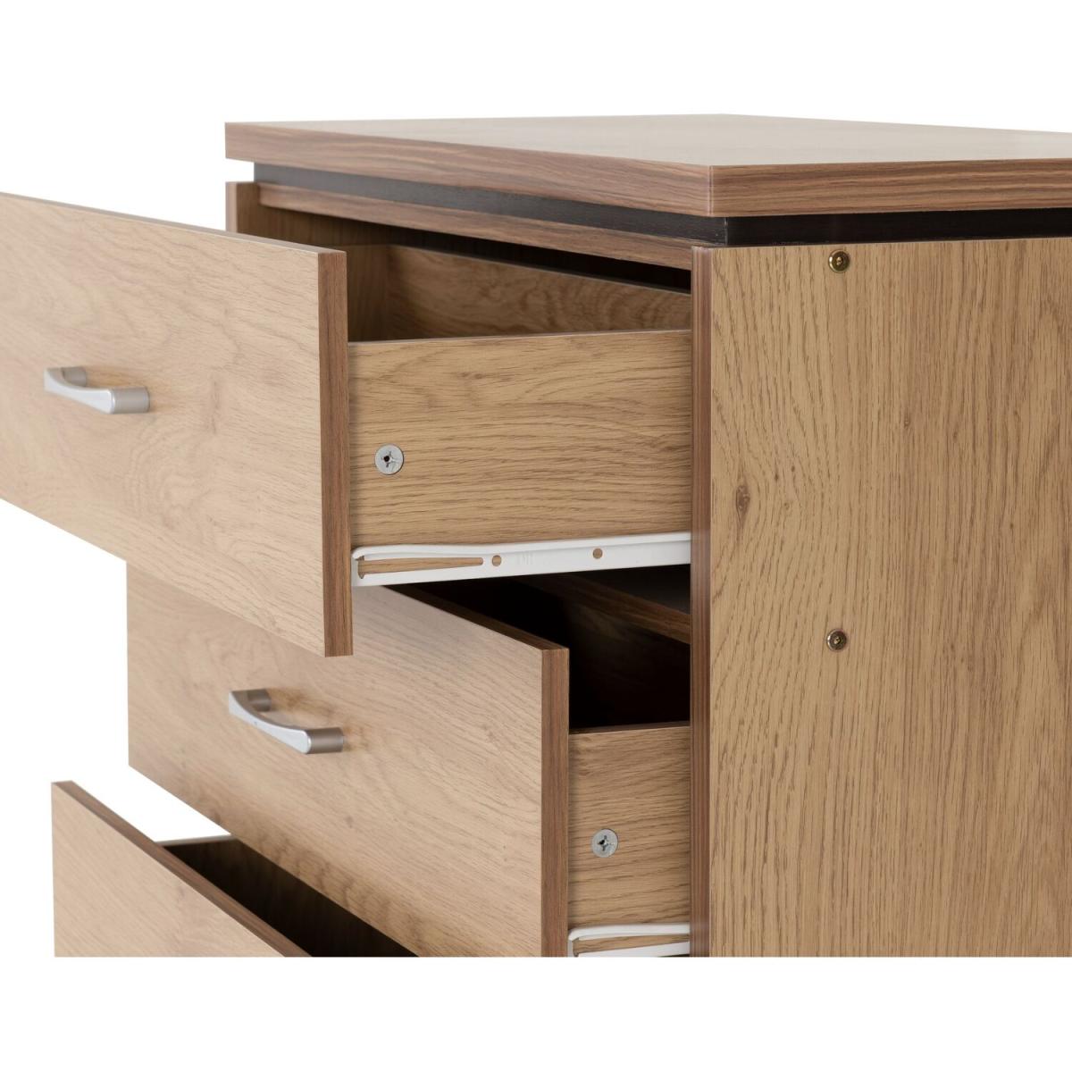 Charles 3 Drawer Chest Oak Effect Veneer with Walnut Trim - Oak Effect Veneer – image 4