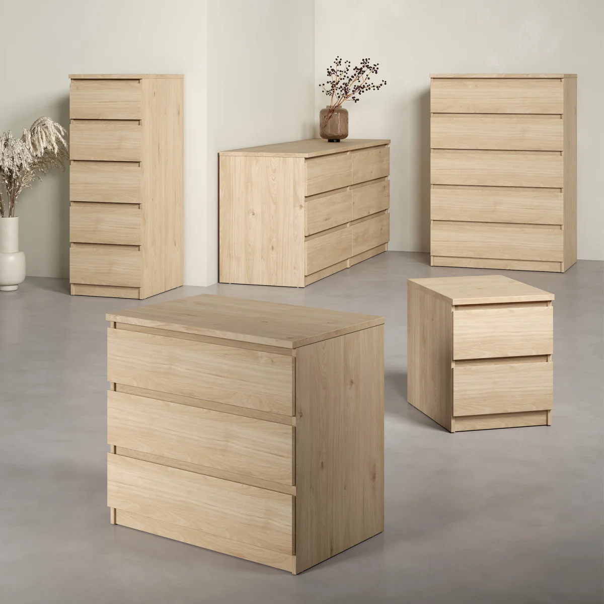 Naia Chest of 5 Drawers in White High Gloss - Oak – image 18