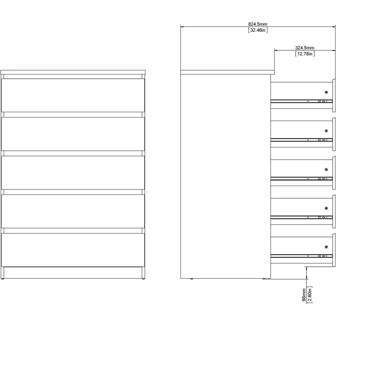 Naia Chest of 5 Drawers in White High Gloss - Oak – image 23
