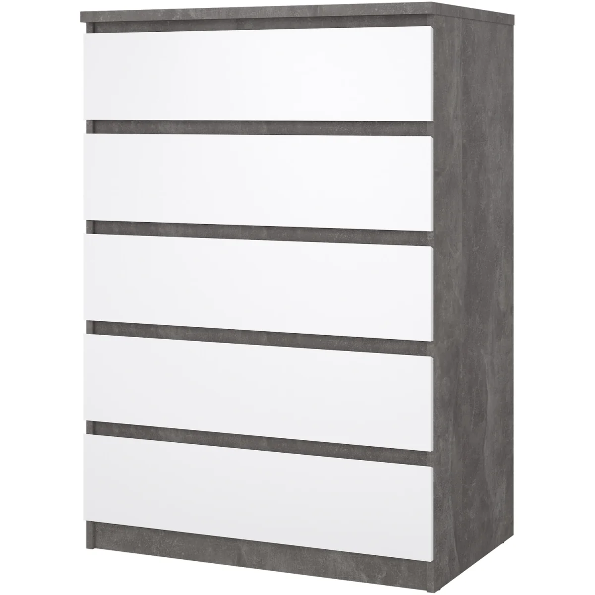Naia Chest of 5 Drawers in White High Gloss - Oak – image 7