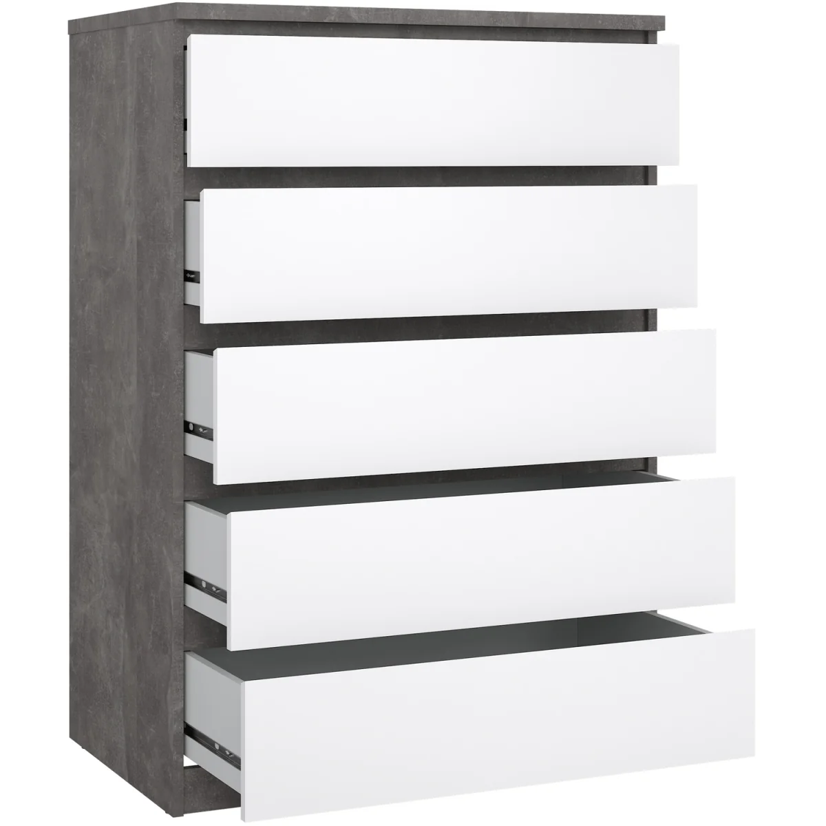 Naia Chest of 5 Drawers in White High Gloss - Oak – image 8