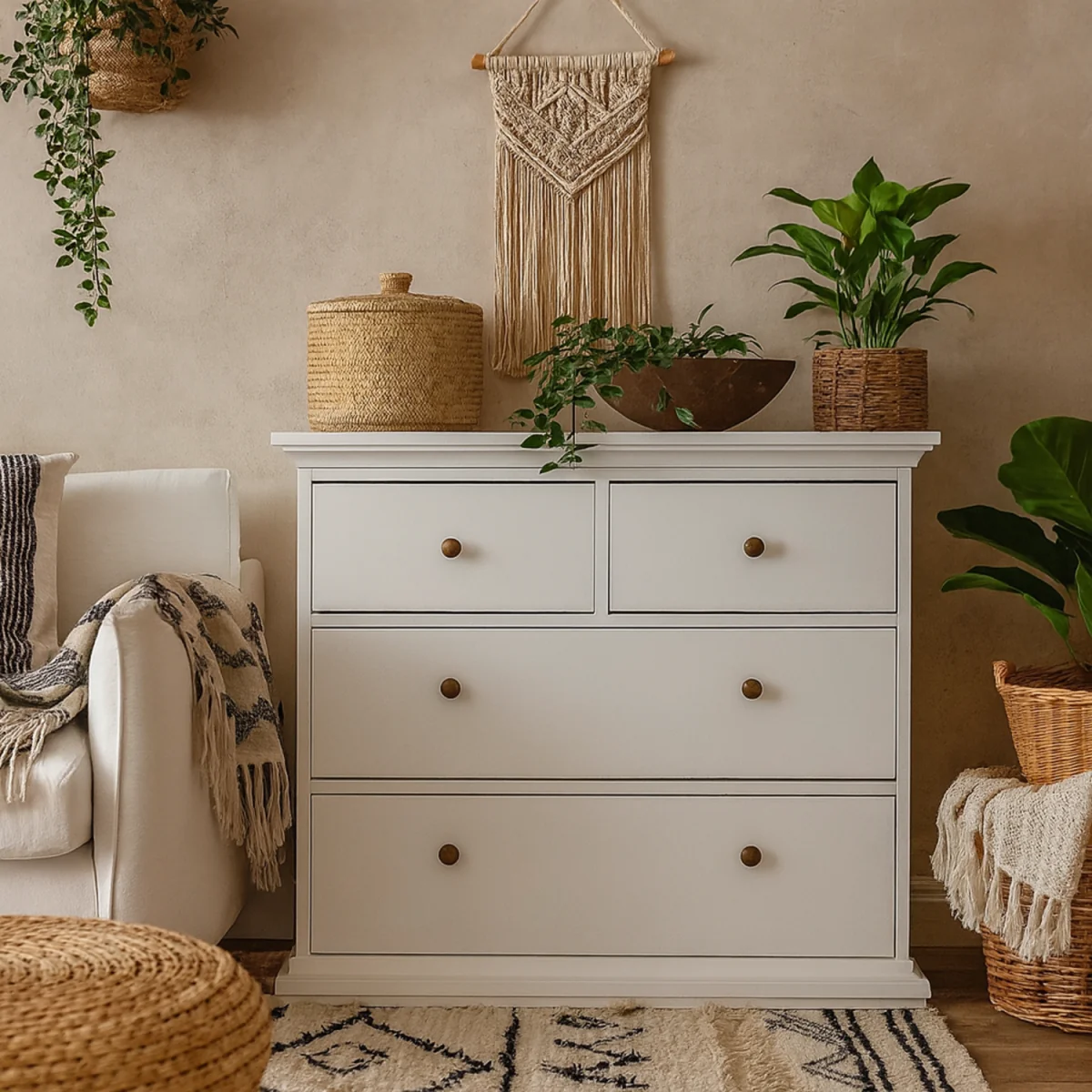 Wyld Haus Osaka Farmhouse 4-Drawer White Gloss Wooden Chest - White – image 2