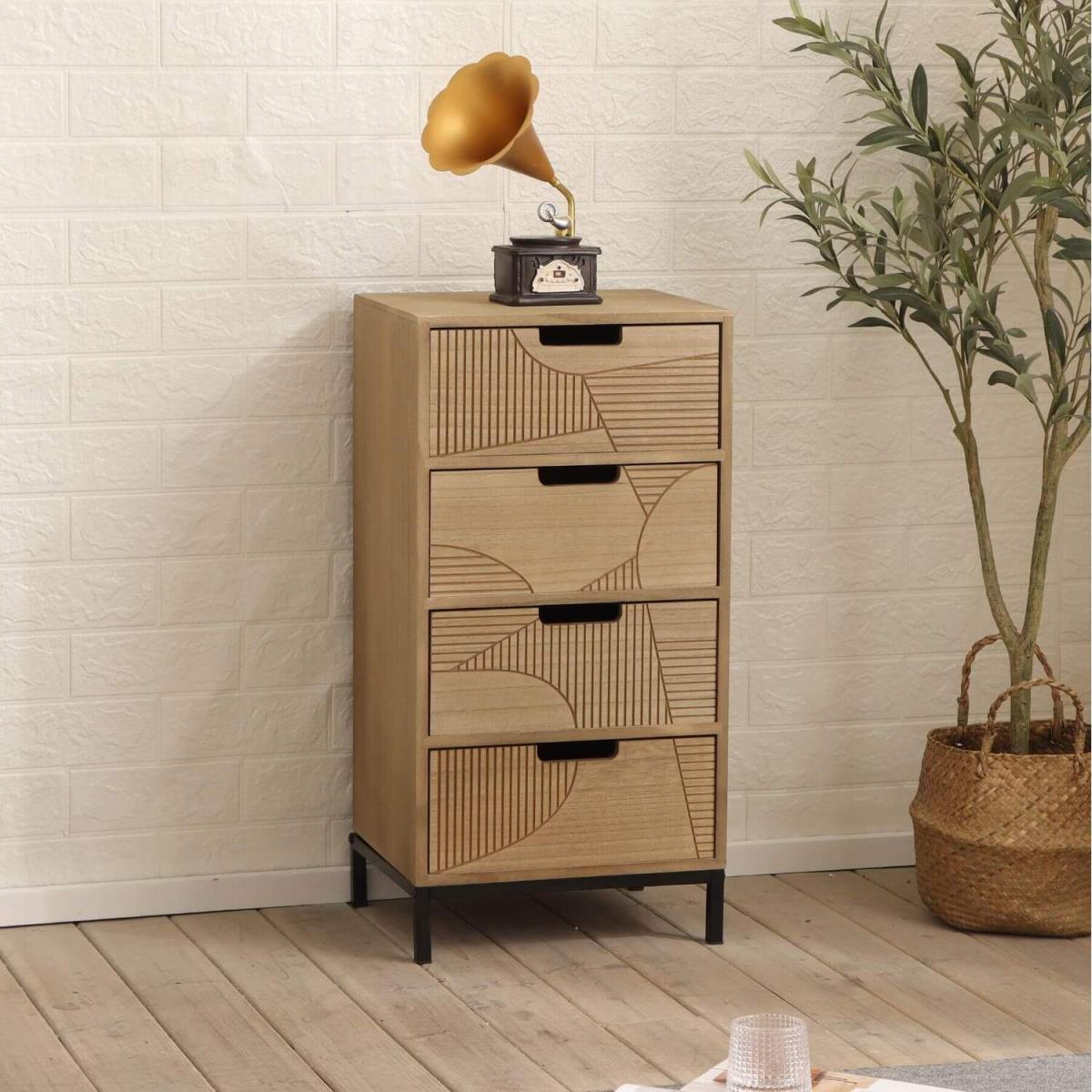 Home Source Reedham Chest 4 Drawers - Light Brown
