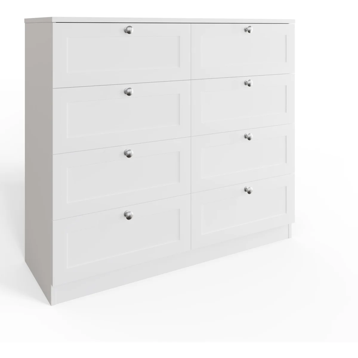 FWStyle Matt White 8 Drawer Chest of Drawers Shaker Style Central Runners  - White – image 3